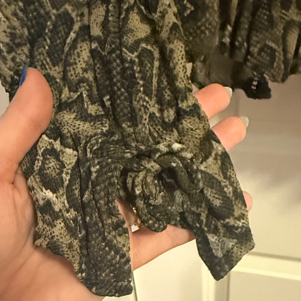 EUC Zara Olive Python Print Open Front Embroidere… - image 6
